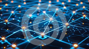 Abstract Neural Network: Data Connection, AI Tech, Digital Grid, Futuristic Web