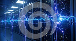 Abstract Neural Network Data Flow in Server Room