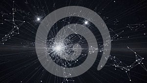 Abstract Neural Network Galaxy Exploding With Light And Connections