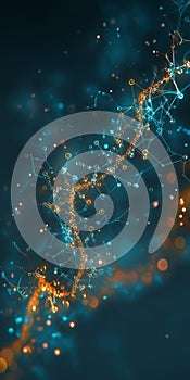 An abstract Neural Network with Glowing Data Nodes interconnected by luminous lines