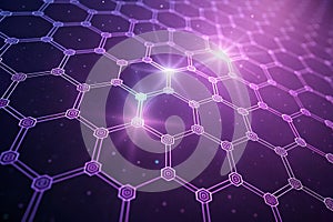 Abstract Neural Network with Glowing Purple Hexagons -generated by ai