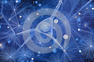 Abstract neural network illustration with complex connections and data visualization