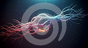 Abstract Neural Network: Intricate 3D Render of Interconnected Nodes and Fibers