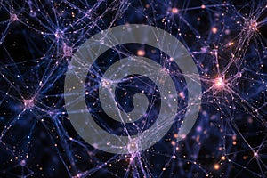 Abstract neural network matrix displaying complex web of connections and nodes