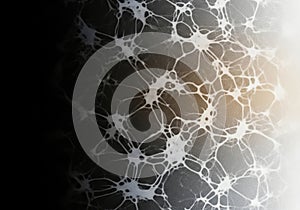 Abstract neural network pattern with gradient light and dark tones flowing across