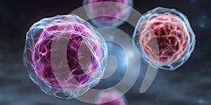 Abstract neural network structure, glowing neon threads with connecting spherical nodes