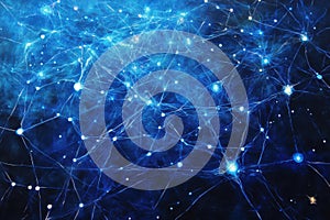 Abstract neural network visualization deep blue.