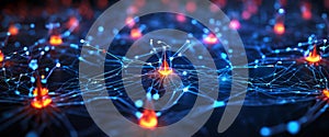 Abstract neural network visualization with glowing nodes