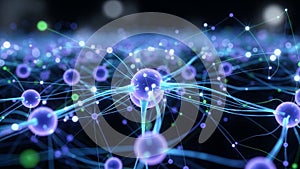 Abstract Neural Network Visualization with Glowing Nodes and Connections