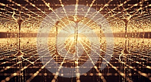 Abstract neural network visualization with interconnected neuron-like structures i