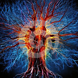 Abstract neural tree resembling human circulatory system