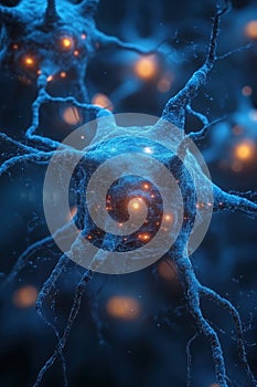 Abstract neural webs of interconnected synapse nodes with glowing pathways, dynamic branching