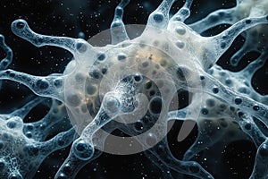 Abstract neural webs of interconnected synapse nodes with glowing pathways, dynamic branching