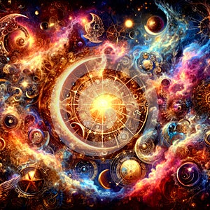 Abstract new age space background - intergalactic
