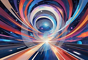 Abstract new age space background - intergalactic highway, space travel