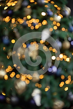 Abstract New Year background with beautiful boke. Christmas tree lights. Illumination