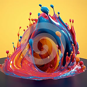 Abstract Newtonian fluid color splash