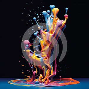 Abstract Newtonian fluid color splash