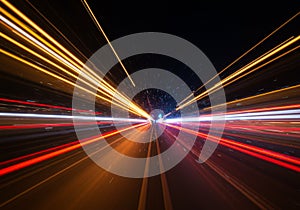 Abstract Night Highway Light Trails Motion Blur