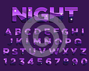 Abstract Night Purple Colorful Typography Design photo