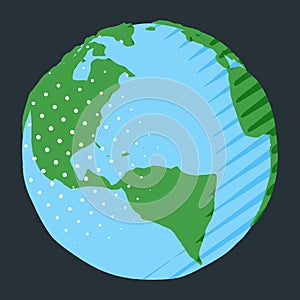 Abstract North and South America on globe as illustration of planet Earth