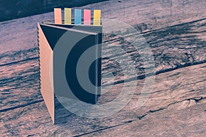 Abstract notebook with color note tab. Notebook with colors note