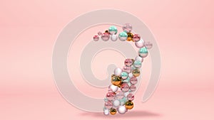 Abstract number digit 7 seven with beads pearls balls on pink background animati