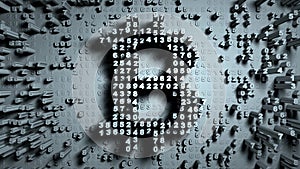 Abstract numbers Random motion in the form of coins bitcoin