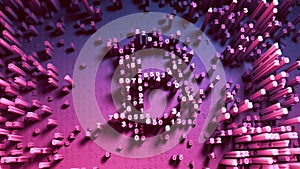 Abstract numbers Random movement in the form of coins bitcoin. Multicolor 4K