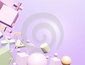 Abstract numbers and scientific notation Conceptual background of scientific education 3D rendering