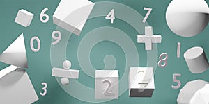 Abstract numbers and scientific notation Conceptual background of scientific education 3D rendering