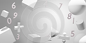 Abstract numbers and scientific notation Conceptual background of scientific education 3D rendering