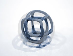 Abstract object printed by 3d printer on white background.