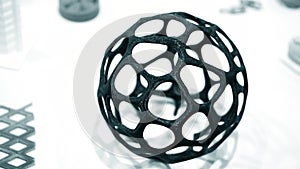 Abstract object of a blue color printed on a 3d printer on a white table