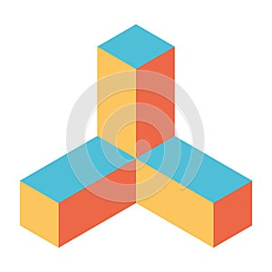 Abstract object of cubes. Retro colored. Isometric 3D vector object