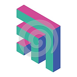 Abstract object of cubes. Retro colored. Isometric 3D vector object