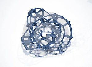 Abstract object printed by 3d printer on white background.
