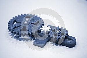 Abstract object printed by 3d printer on white background.