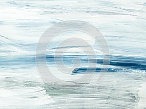 Abstract ocean landscape. Original painting. Hand drawn, impressionism style, blue color texture with copy space, brushstrokes of