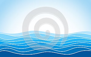 Abstract ocean sea wave with blue sky landscape vector background illustration
