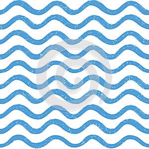 Abstract ocean wave seamless pattern. Wavy line stripe background.