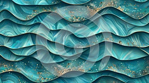 Abstract Ocean Waves with Golden Flecks Wallpaper Design photo