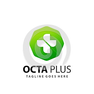 Abstract Octagon Plus Medical Icon Logo Design Vector Illustration Template