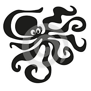 Abstract octopus figure. Good for tattoo. Editable vector monochrome image with high details isolated on white