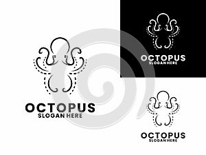 Abstract Octopus logo design icon. Octopus line elegant logo design vector template