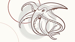 Abstract octopus or sea creature with flowing tentacles vector design Generative AI photo