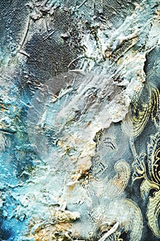 Abstract oil paint sparkling organic textile hypnotic background