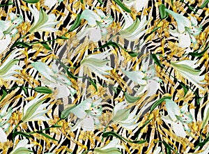 Abstract oil painted floral pattern
