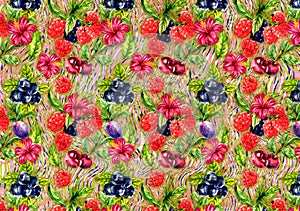 Abstract oil painted floral pattern