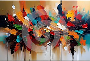 Abstract oil painting. Art painting, wall art, modern artwork, paint blobs, paint strokes, knife painting